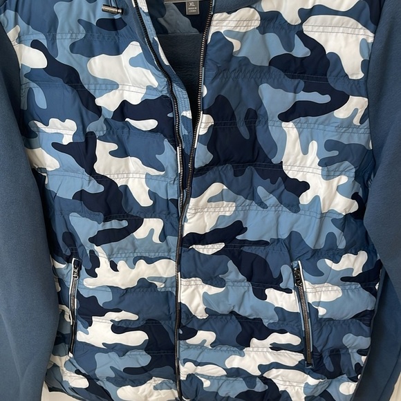 NEW MICHAEL KORS MENS Camo Quilted Nylon Hooded puffer Jacket XL vest blue NWT - Picture 14 of 17